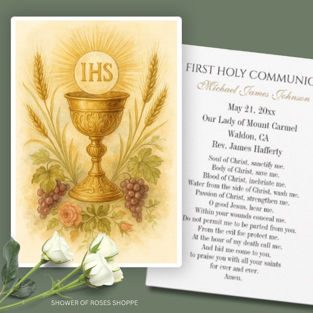 Anúncio Calice de oração comunal com uvas de trigo (Criador carregado)