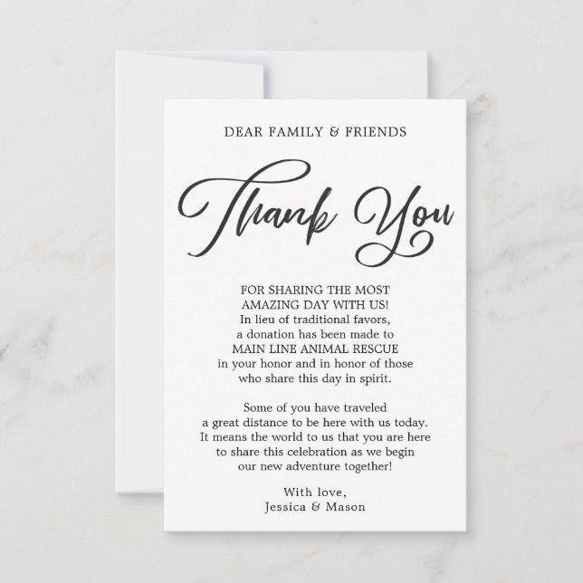 Anúncio Caligrafia Em Vez De Favores Obrigado Colocar Cart (Frente)