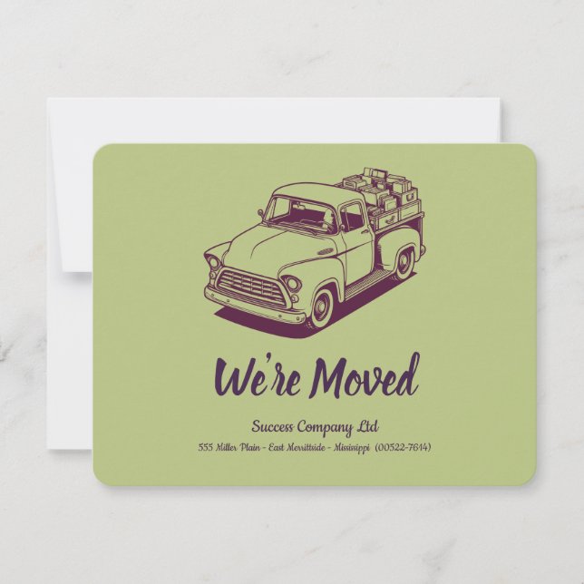 Anúncio Caminhão dos Anos 50 Verde Personalizado Endereço  (Frente)