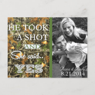 Anúncio Camo Rustic Deixa O Cartão Postal De Casamento