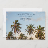 Cancun Mexico Palm Tree Beach Salvar as Datas