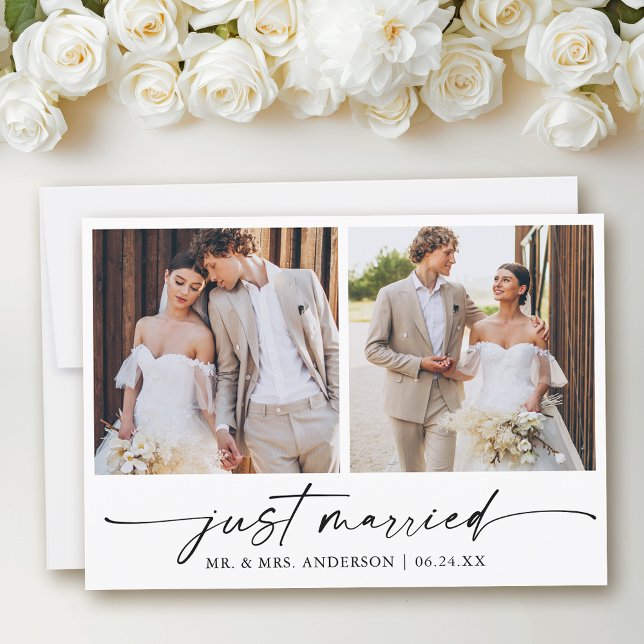 Anúncio Caneta 2 Fotografias da Calliografia Moderna Casam (Customize to add text to back of card.)