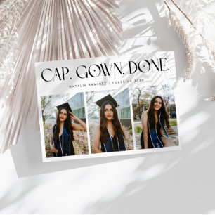Anúncio Cap. Gown. Feito. Multi Foto Branco Graduação