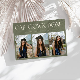 Anúncio Cap. Gown. Feito. Multi Foto Verde Sage Graduação