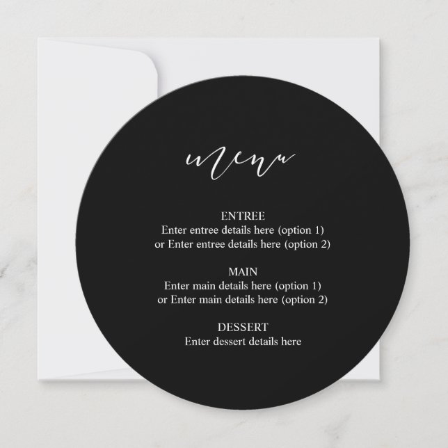 Anúncio Cardápio de Casamento em Placa Circular Caligrafia (Frente)