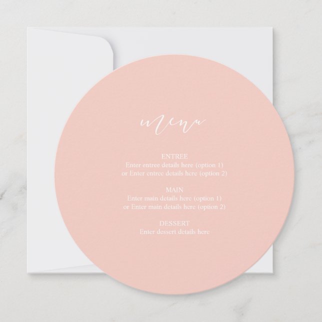 Anúncio Cardápio de Prato de Casamento Círculo Rosa Caligr (Frente)