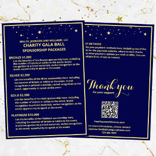 Anúncio Caridade Gala Sponsorship Card Estrelas Douradas A