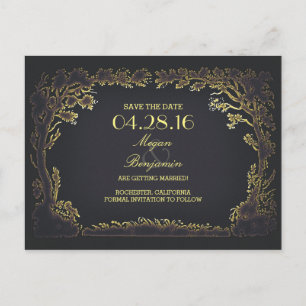 Anúncio carta postal de cartão de data de salvar vintage a