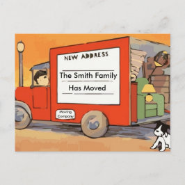 Anúncio Cartão postal antigo de mudança de endereço com mu