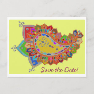 Anúncio Cartão postal Colorido de Paisley para Salvar a Da