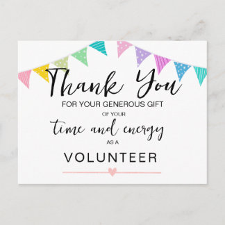 Anúncio Cartão Postal de Agradecimento aos Voluntários