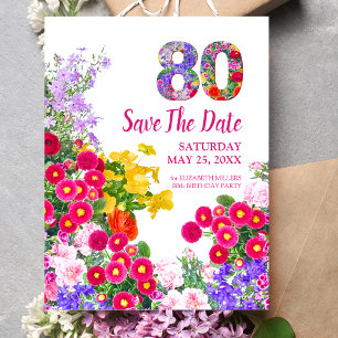 Anúncio cartão postal de aviso com flores moderno para 80º