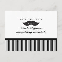 Cartão postal de aviso de data de bigode preto e b