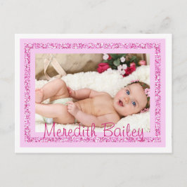 Anúncio Cartão postal de aviso de nascimento da Baby Girl