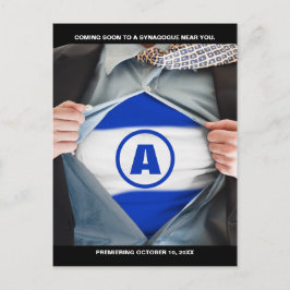 Anúncio Cartão Postal de Bar Mitzvah Herói Salve a Data