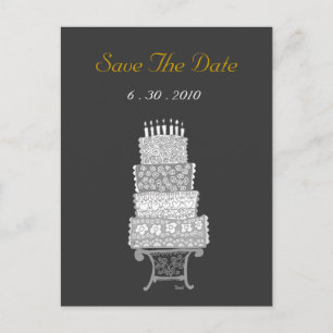 Anúncio Cartão Postal de Bolo de Casamento Preto Clássico