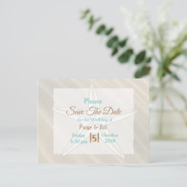 Anúncio Cartão postal de casamento Coastal Starfish Save t