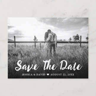 Anúncio Cartão Postal de Casamento com Foto em Letra Manus
