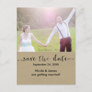 Anúncio Cartão postal de casamento com foto rústica em pre