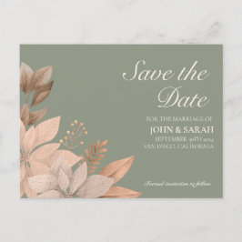 Anúncio Cartão postal de casamento em verde sage floral pa