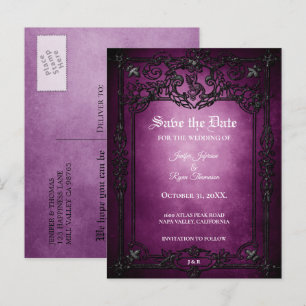 Anúncio Cartão postal de casamento gótico de halloween par