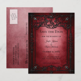 Anúncio Cartão postal de casamento gótico de Halloween par