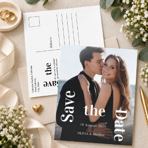Anúncio Cartão postal de casamento minimalista Save the da