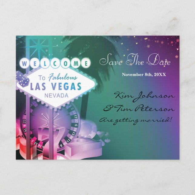 Anúncio Cartão postal de casamento no Glam Las Vegas Casin (Frente)