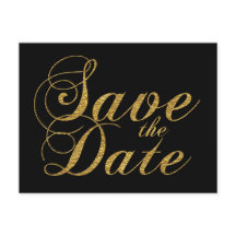 Cartão postal de casamento preto SAVE THE DATE com