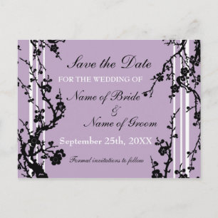Anúncio Cartão postal de casamento 'Purple Floral Save the