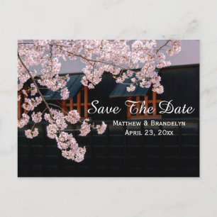 Anúncio Cartão Postal de Casamento Salve a Data com Flor d