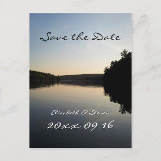 Anúncio Cartão Postal de Casamento Salve a Data Lago ao Pô