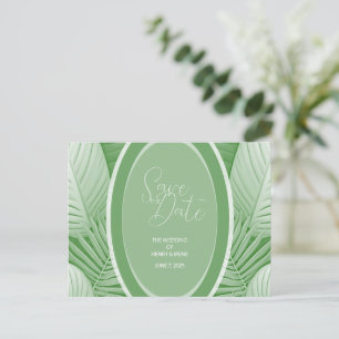 Anúncio Cartão postal de casamento verde tropical