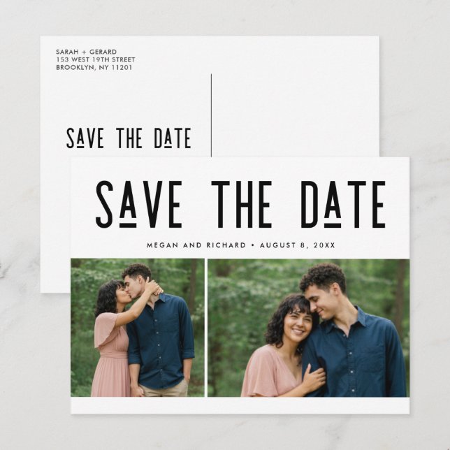 Anúncio Cartão Postal de Compromisso de Casamento Moderno  (Frente/Verso)