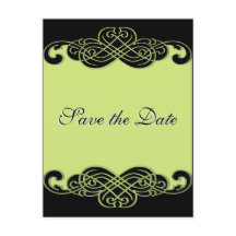 Cartão postal de data de casamento com pergaminho 