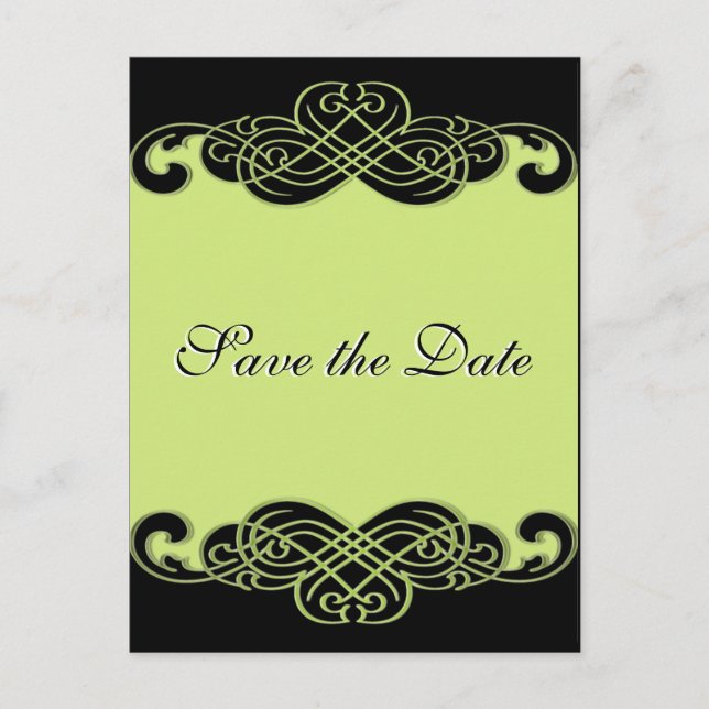 Anúncio Cartão postal de data de casamento com pergaminho  (Frente)