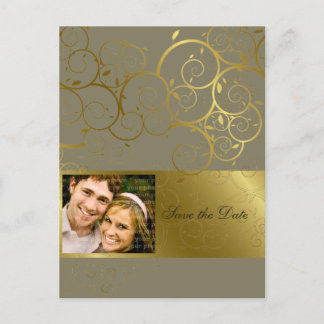 Anúncio Cartão postal de data de casamento com videira esp