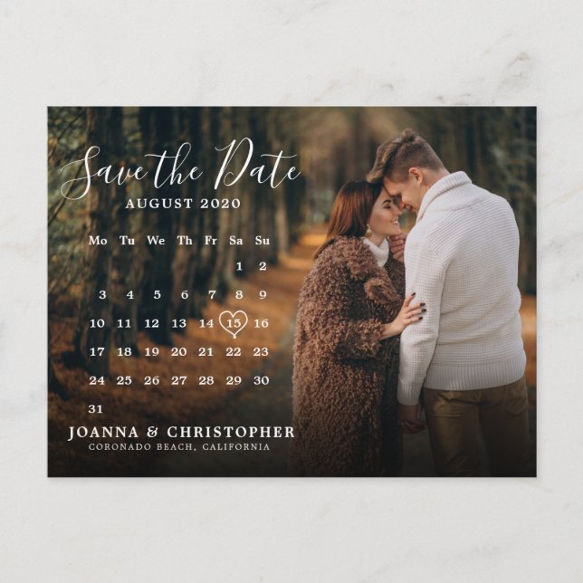 Anúncio Cartão postal de data de casamento em estilo manus (Frente)