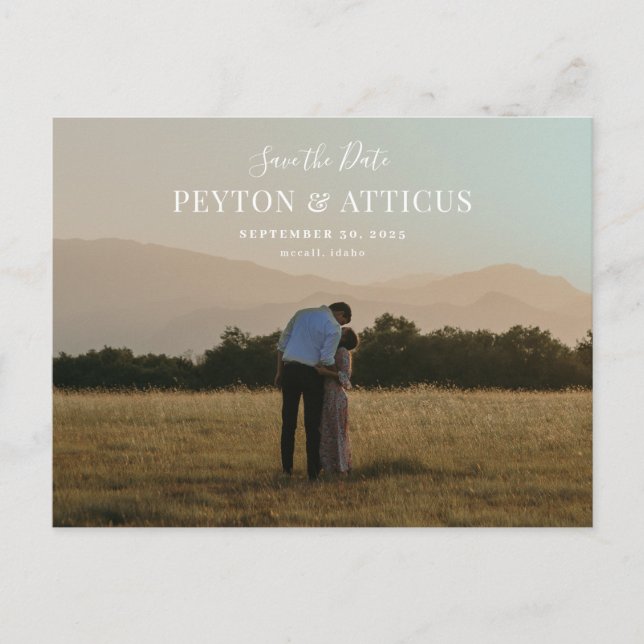 Anúncio Cartão postal de data de salvamento de foto paisag (Frente)