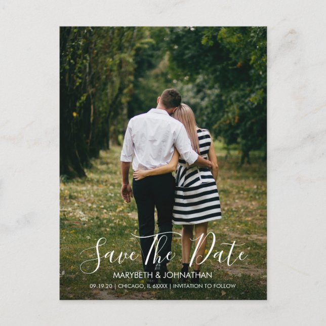 Anúncio Cartão postal de data de salvamento de script de a (Frente)