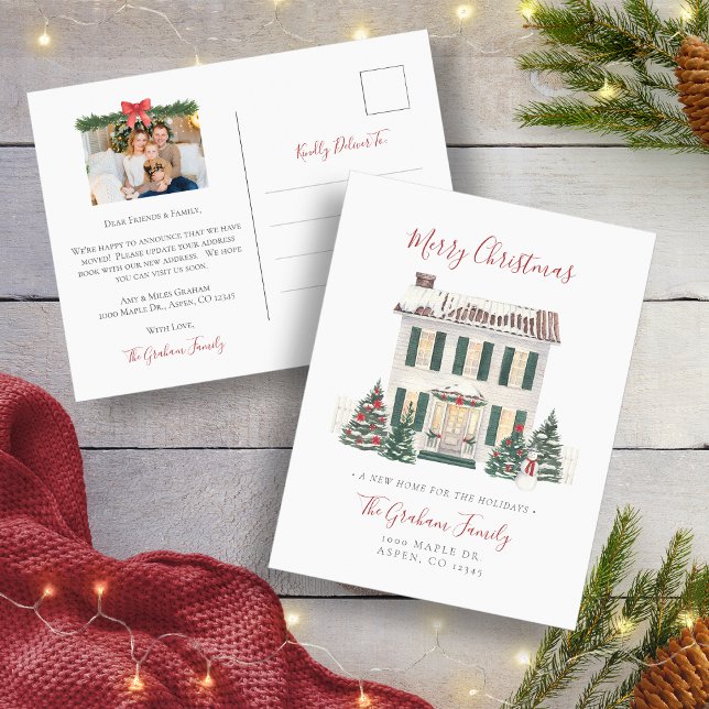 Anúncio Cartão Postal de Férias com Foto de Nova Casa (New Home Photo Holiday Postcard
)