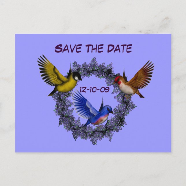 Anúncio Cartão postal de flores com aves para Salvar a Dat (Frente)