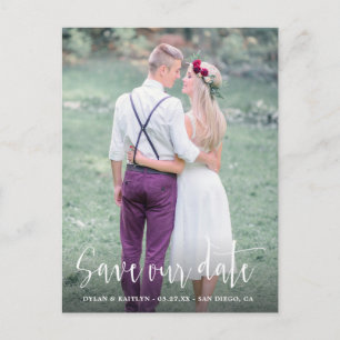Anúncio Cartão Postal de Foto de Casamento Save the Date c