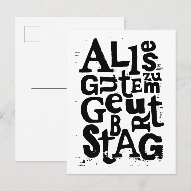 Anúncio Cartão postal de impressão Lino "Feliz Aniversário (Frente/Verso)