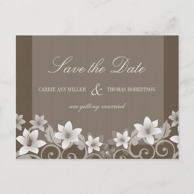 Anúncio Cartão Postal de Marfim Rústico com Florais para S (Frente)