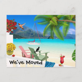 Anúncio Cartão Postal de Mudança de Endereço em Aquarela