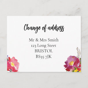 Anúncio Cartão postal de mudança de endereço Floral elegan