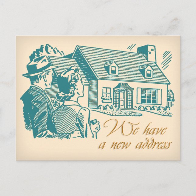 Anúncio Cartão Postal de Mudança de Endereço Retro (Frente)