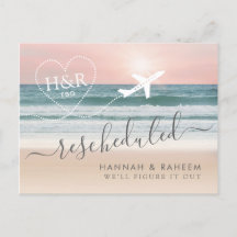 Cartão postal de Notificação de Casamento de Praia