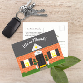 Anúncio Cartão postal de novo endereço de fachada de casa